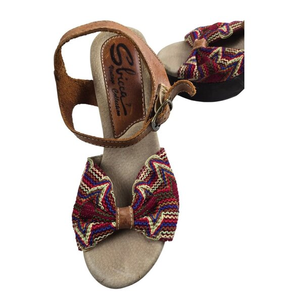 Sbicca Vintage Collection Leather & Woven Platform Sandals Size 7 - Picture 8 of 10